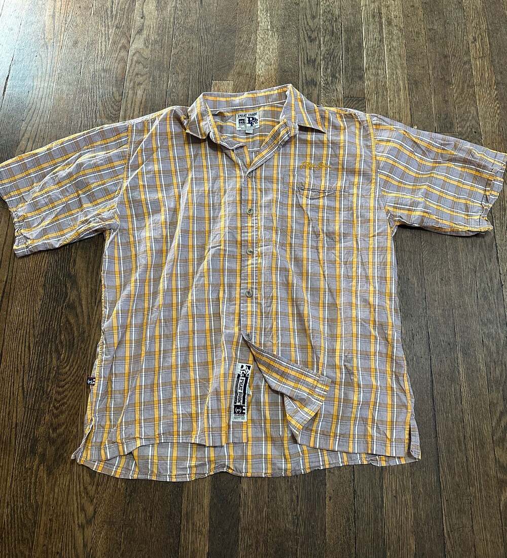 Y2K Phat Farm Classic American Flava Plaid Short Sleeve Button Down Shirt XXL